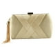 thumbnail image 1 of Bolso de noche con borlas y colgante para mujer, ideal para cóctel, boda o salida nocturna. dorado, 1 of 9