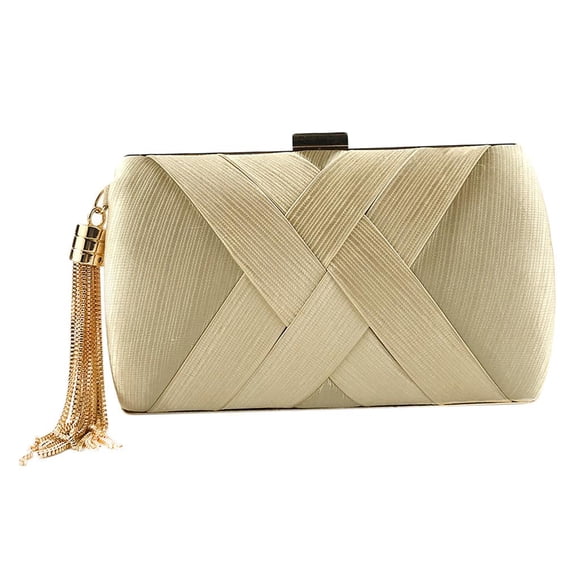 Bolso de noche con borlas y colgante para mujer, ideal para cóctel, boda o salida nocturna. dorado