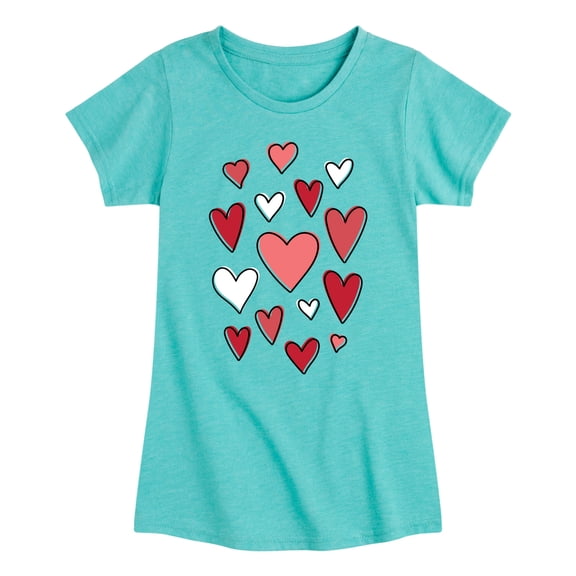 Instant Message - Scattered Hearts Fitted Short Sleeve Graphic T-Shirt