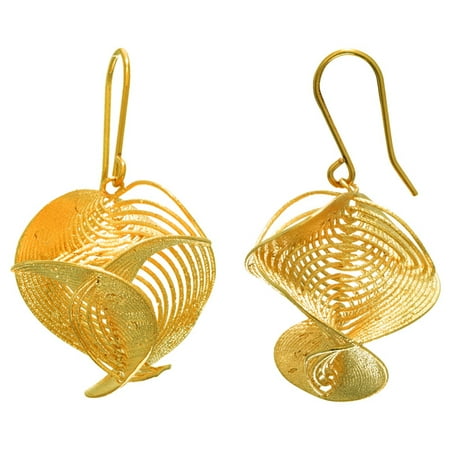 14 Karat Yellow Gold 23x20mm Twisted Drop Earrings With Fishhook Backs