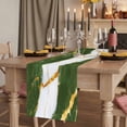 thumbnail image 2 of Green Marble 36 Inch Table Runner, Luxury Gold White Abstract Cracks Artwork Farmhouse Dresser Scarf Cotton & Linen Tablerunner for Dining/Kitchen Island/Holiday Party Décor Small 13" x 36", 2 of 9