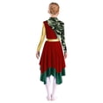 thumbnail image 3 of YiZYiF Kids Girls Lyrical Praise Dance Dress Color Block Printed Worship Robe Metallic Irregular Burgundy 10, 3 of 5