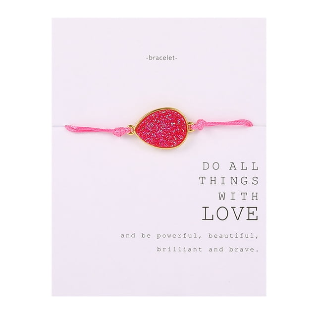 Fiudx Pulsera de Piedra Natural, Accesorio de Tarjeta de Papel Tejida, Joya Llamativa, Cadena Ajustable, Ideal para Bodas, Fiestas y Clubes, Estilo Elegante para Mujer, Regalo Único.