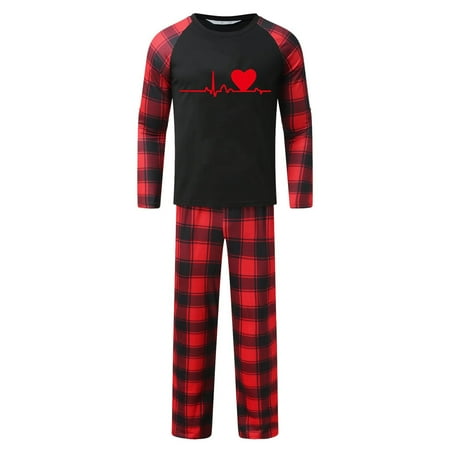 

ketyyh-chn99 Pajamas Family Set Daddy Christmas Pjs Letter Plaid Long Sleeve T Shirt Top And Pants Xmas Sleepwear Bear Family Pajamas