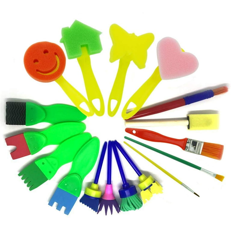 4pcs/set Kids Paint Sponges Painting Tools DIY Graffiti Brush Art Craft  Plastic Washable Children Toy for Kids Early Painting
