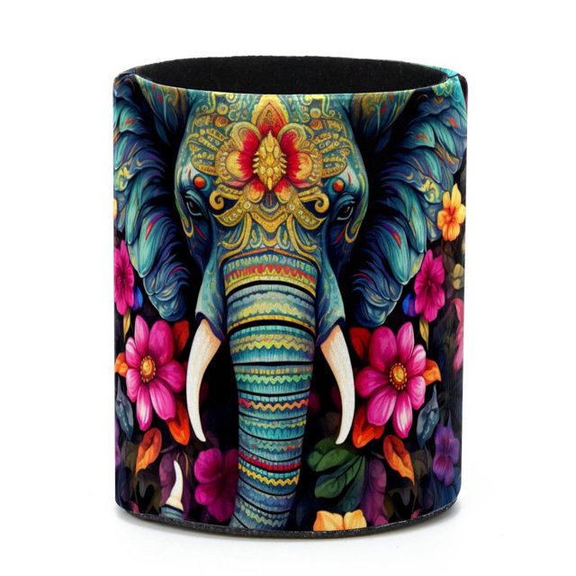 Portalápices compacto y funcional: portabolígrafos ideal y organizador de escritorio para maquillaje y artículos de arte, elefante colorido