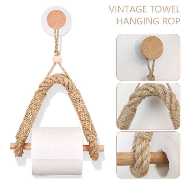 Muyoka Soporte de papel higiénico de cuerda colgante de toalla Vintage, soporte de toalla de Hotel para el hogar, estante de almacenamiento de papel Muyoka Hogar