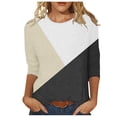 thumbnail image 1 of Hauts à Manches 3/4 pour Femmes Hauts pour Femmes Manches 3/4 Été Couleurs Contrastantes Ajusté Hauts Mignons Col Ras du Cou T-Shirts à Demi-Manches Chemises Printemps Hauts d'Été Mignons pour Femmes Hauts Mignons pour Femmes Été, 1 of 5