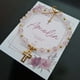 thumbnail image 3 of Pulsera Cristal Rosa Y dije de Cruz Chapa de Oro Recuerdo Con Tarjeta Personalizada Para Bautizo, Primera Comunión, Confirmación, Boda, xv Años,etc.Paquete 10 Piezas, 3 of 5