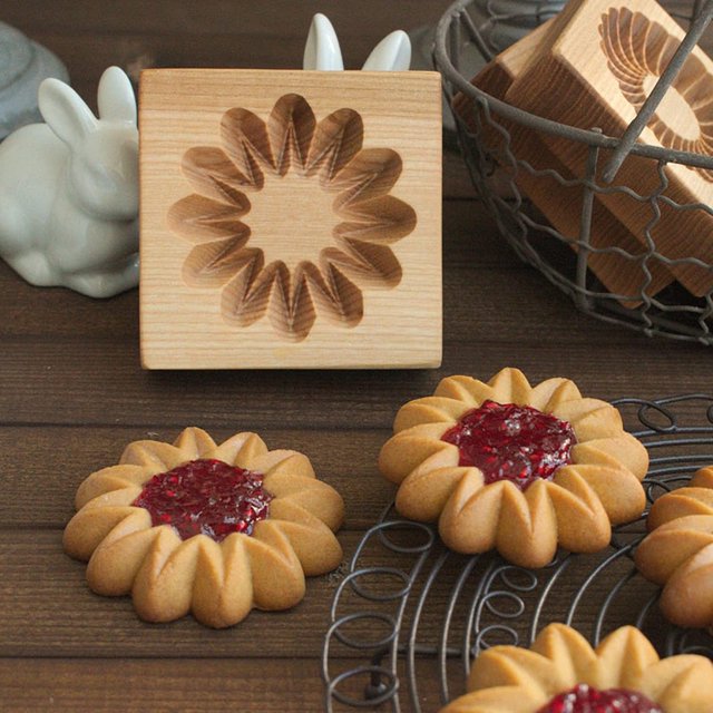 Molde de madera para galletas, molde para hornear 3D, herramienta para hornear con decoración artesanal en relieve, cocina DIY (10*10*2)