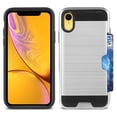 thumbnail image 2 of FINCIBO Brushed Card Wallet Hybrid Case Slim Hard Layer Armor Cover for Apple iPhone XR 6.1", Silver, 2 of 7