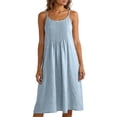 thumbnail image 3 of Kctiaxy Summer Dresses for Women Spaghetti Straps Pleated Front Beach Dress Casual Boho Crewneck Sleeveless A-Line Midi Dress, 3 of 10