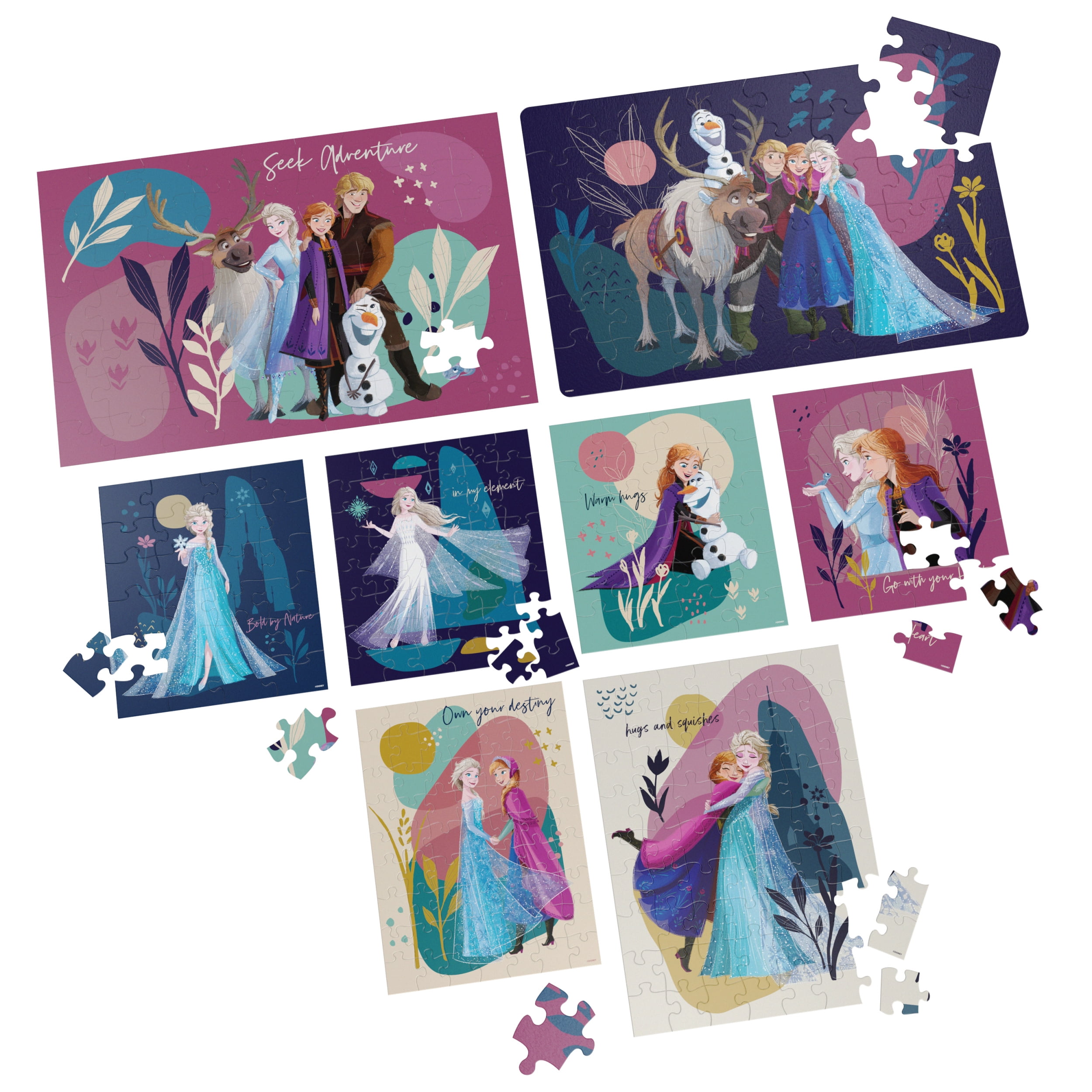 Cardinal SpinMaster - Disney Frozen 8 - Pack Interlocking Jigsaw Puzzle Bundle for Kids Ages 5 to 7