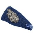thumbnail image 1 of Crochet Headbands Winter Leaves Pattern with Rhinestones Elastic Head Wide Warm Chunky Hair Accessories for Girls Navy, 1 of 8
