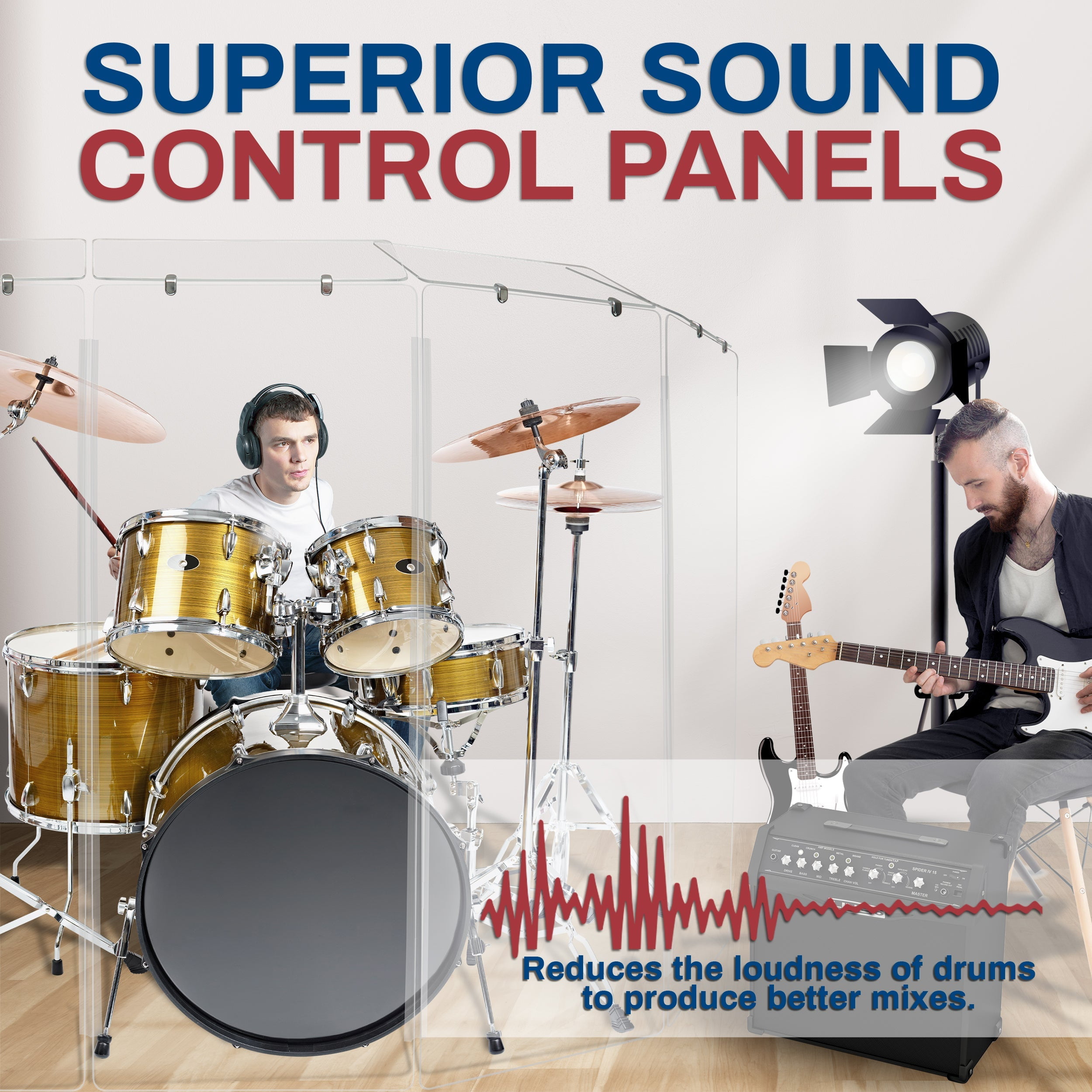 Drum Shield 2ft. x 5 ft. Panels - Living Hinge