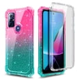 thumbnail image 2 of Compatible For Motorola Moto G Pure Case, Moto G Play 2023 /Power 2022 Case with [Built-in Screen Protector], Full-Body Protective Shockproof Bumper Glossy Stylish Phone Cover (Pink/Aqua), 2 of 6