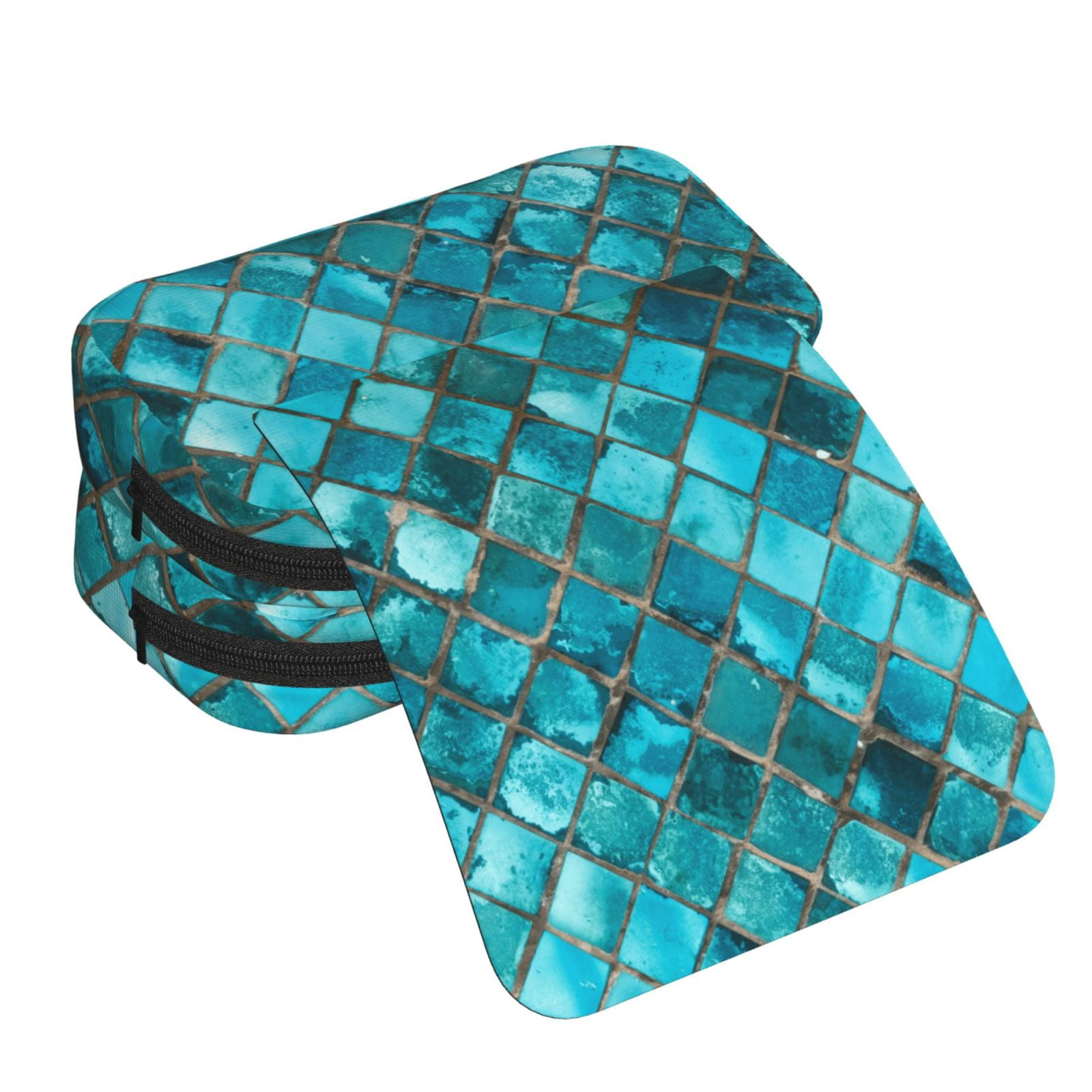 Rateoe Square Glass Mosaic Pattern Double Clamshell Pen Case, Storage Organizer with Two Zipper Compartments– Holds Up to 50 Pencils & Pens