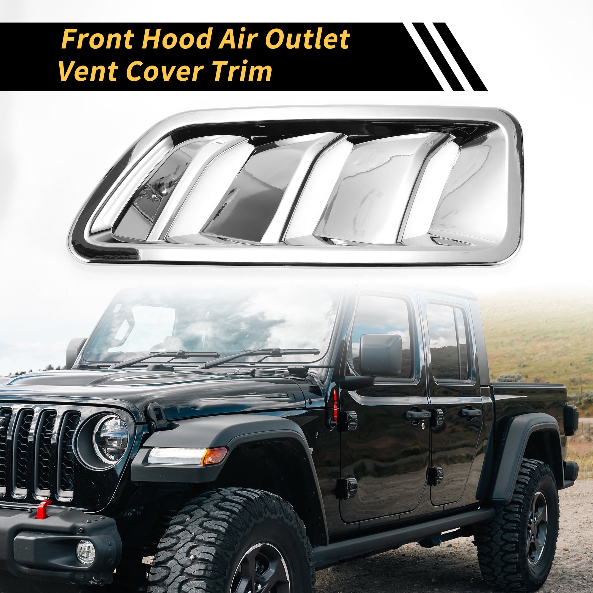 Unique Bargains 1 Pair Car Front Hood Air Outlet Vent Cover Trim for Jeep Wrangler JL JLU Gladiator 2018-2024 Hood Engine Bonnet Air Vent Outlet Cover Bezels ABS Silver Tone