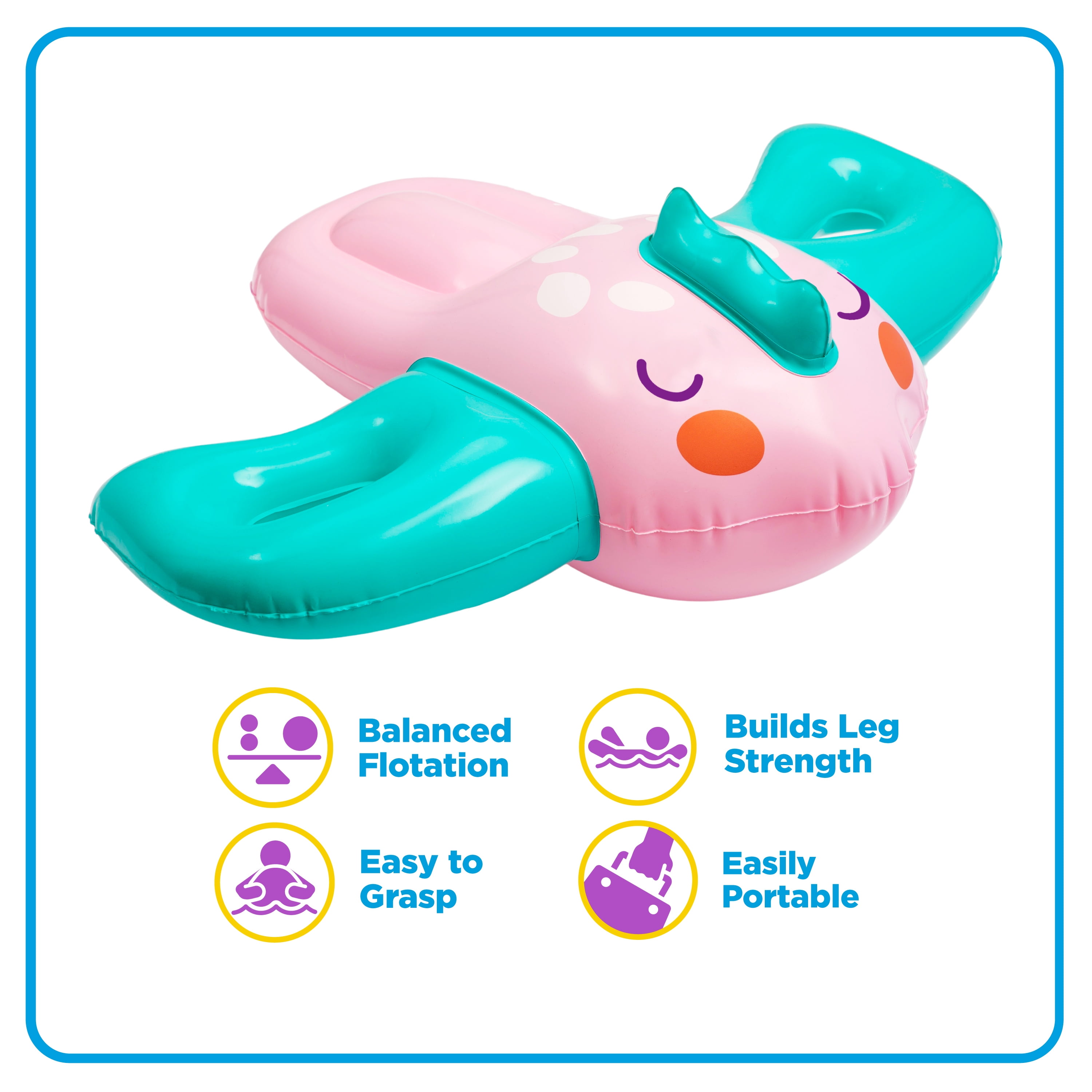 SwimSchool Inflatable Pink Fish Pool Float, Kids Swimming Kickboard, Pool Toy, Ages 5+