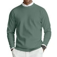 thumbnail image 2 of Huankd Mens Crew Neck Sweaters Long Sleeve Lightweight Knit Dress Pullover Sweaters Dark Green M, 2 of 7