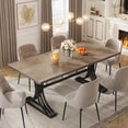 thumbnail image 3 of Tribesigns Modern Dining Table for 4 people, 63-Inch Rectangular Kitchen Table with Heavy-Duty Trestle Leg, Grey+Black（Chair Not Included）, 3 of 7