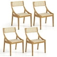 thumbnail image 1 of Costway 4 PCS Outdoor Dining Chair Teak Wood Armless Patio Chair with Webbing Seat & Backrest, 1 of 9