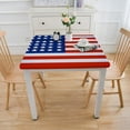 thumbnail image 3 of HAOXIT Square Table Decorations - American Flag Cotton Linen Table Cover for Veterans Day Party Table Decorations 60''x60'', 3 of 7