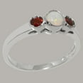 thumbnail image 3 of LBG British Made 9k White Gold Real Natural Opal & Garnet Womens Statement Ring - 33 size options - Size 8, 3 of 7