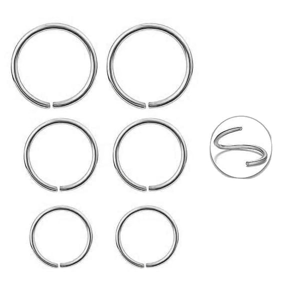 3 Pairs Set 6-7-8mm 21 GA Sterling Silver Tiny Hoop Earrings for Women Cartilage Nose Septum Helix Tragus Rings Multiple Piercing Jewelry, Hypoallergenic