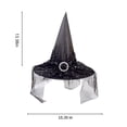 thumbnail image 3 of Xfvqtps Halloween Witch Hat Mesh Buckle Decor Halloween Spire Hats for Party Accessory Black, 3 of 7