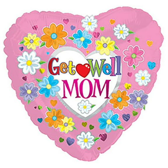 17 inch Get Well Mom Foil Mylar Balloon - Party Supplies Decorations