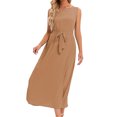 thumbnail image 2 of FcBaudy Robe Sans Manches à Col Rond, Robes d'Été pour Femmes, Robes Décontractées pour Femmes, Robe Sans Manches à Col Rond, 2 of 3