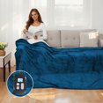 thumbnail image 1 of SUNNY HEAT Heated Electric Blanket Full Size 72"X84"Soft Flannel & Cotton, 10 Heating Levels & 1-12 Hours Auto Off, Blue, 1 of 6