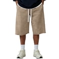 thumbnail image 5 of Bermuda Shorts for Men Under Knee Baggy Sweat Shorts 2026 Fleece Cotton Y2k Shorts Casual Shorts Hem Gym Shorts with Pockets Camel L, 5 of 6