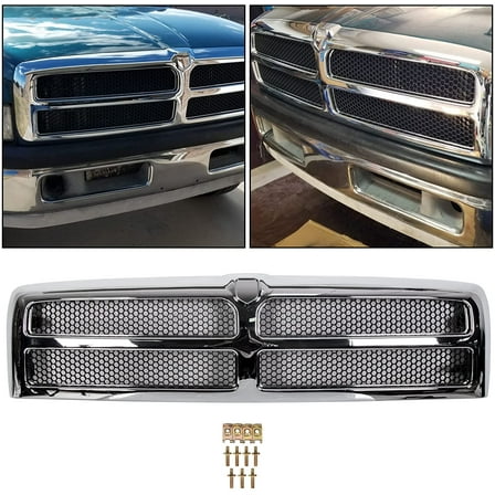 Kojem Front Upper Grille for 1994-2002 Dodge Ram 1500 2500 3500 Honeycomb