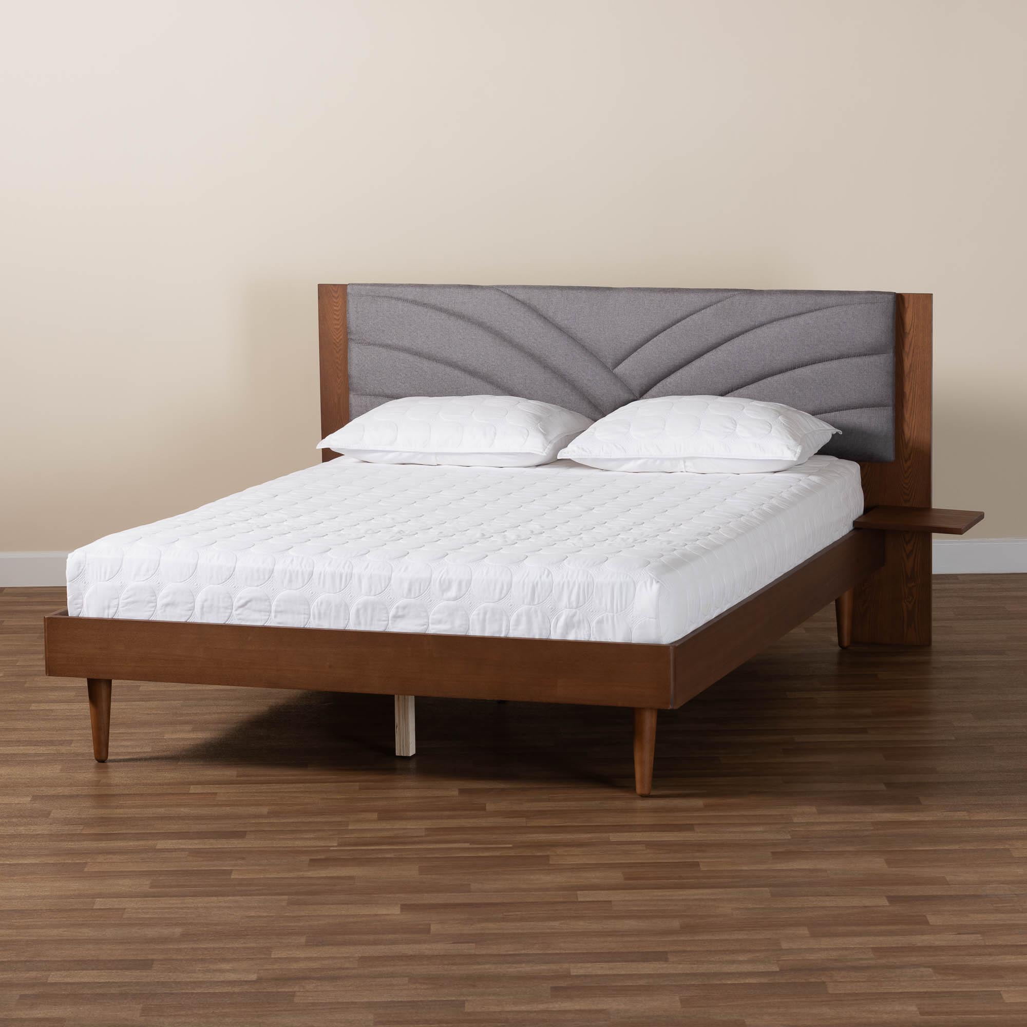 Baxton Studio Hemera Mid-Century Platform bed, Queen, Walnut Brown