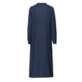 thumbnail image 4 of Birdeem Robe Décontractée Mode Col en V Boutons Manches Longues Coton Lin Poche Robes Longues Unies, 4 of 5