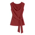 thumbnail image 3 of Uootdi Women's Tops Cowl Neck Sleeveless Tie Waist Tops Office Elegant Style Lightweight Breathable Relaxed-Fit Blouses Gift, 3 of 9