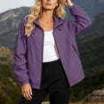 thumbnail image 6 of SEMPAI Water Proof Jacket for Women Women's Waterproof Jacket Hooded Trendy Long Sleeve Coat with Pocket Loose Full Zipper Fitness Suit Purple XS, 6 of 6