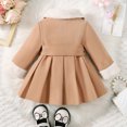 thumbnail image 4 of Pandaie Little Girls' Trench Coat Faux Fur Collar Bow Decor Wool Blend Dress Jacket Clothes for Winter Holiday Party Khaki,2 Years, 4 of 8