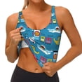 thumbnail image 4 of Haiem Transportations With Animals Pattern Womens Sports Bra - U Neck Padded Low Impact Yoga Bra Workout Crop Top Gym Moisture-Wicking Workout Vest -XX-Large, 4 of 9