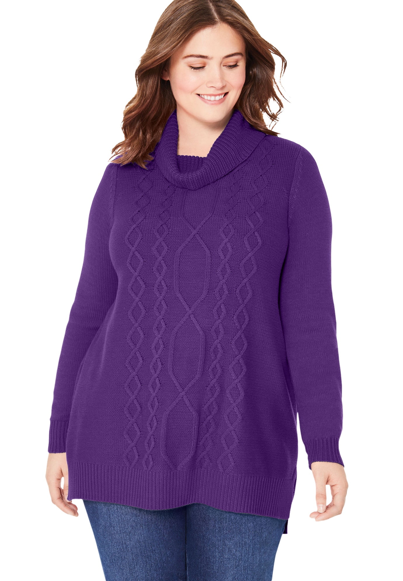 plus size cable knit turtleneck sweater