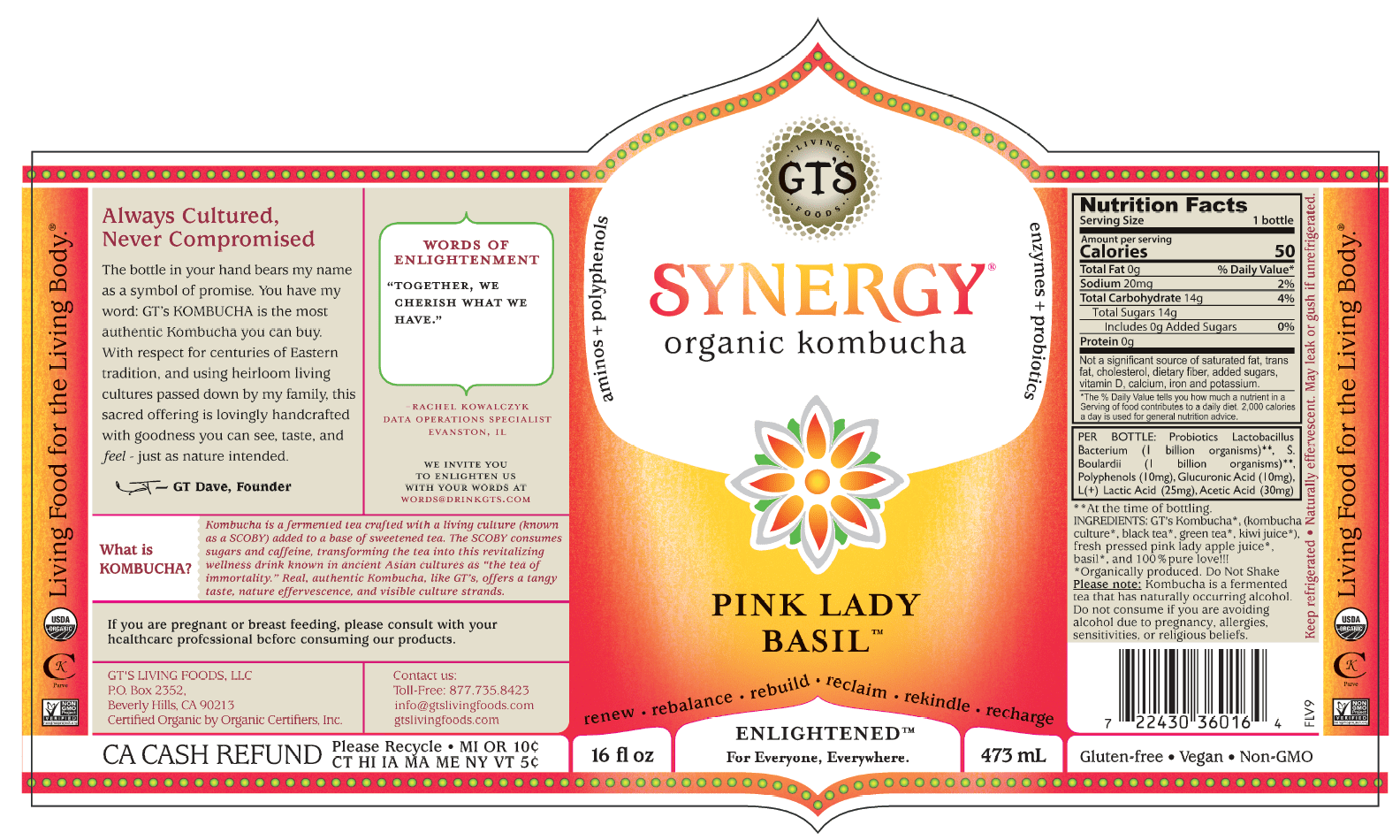 Gts kombucha label