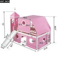 thumbnail image 2 of Harper & Bright Designs Low Loft Bed Full Size with Slide and Storage Stairs, Wood Loft Bed with Tent & Tower for Boys & Girls, Pink, 2 of 14