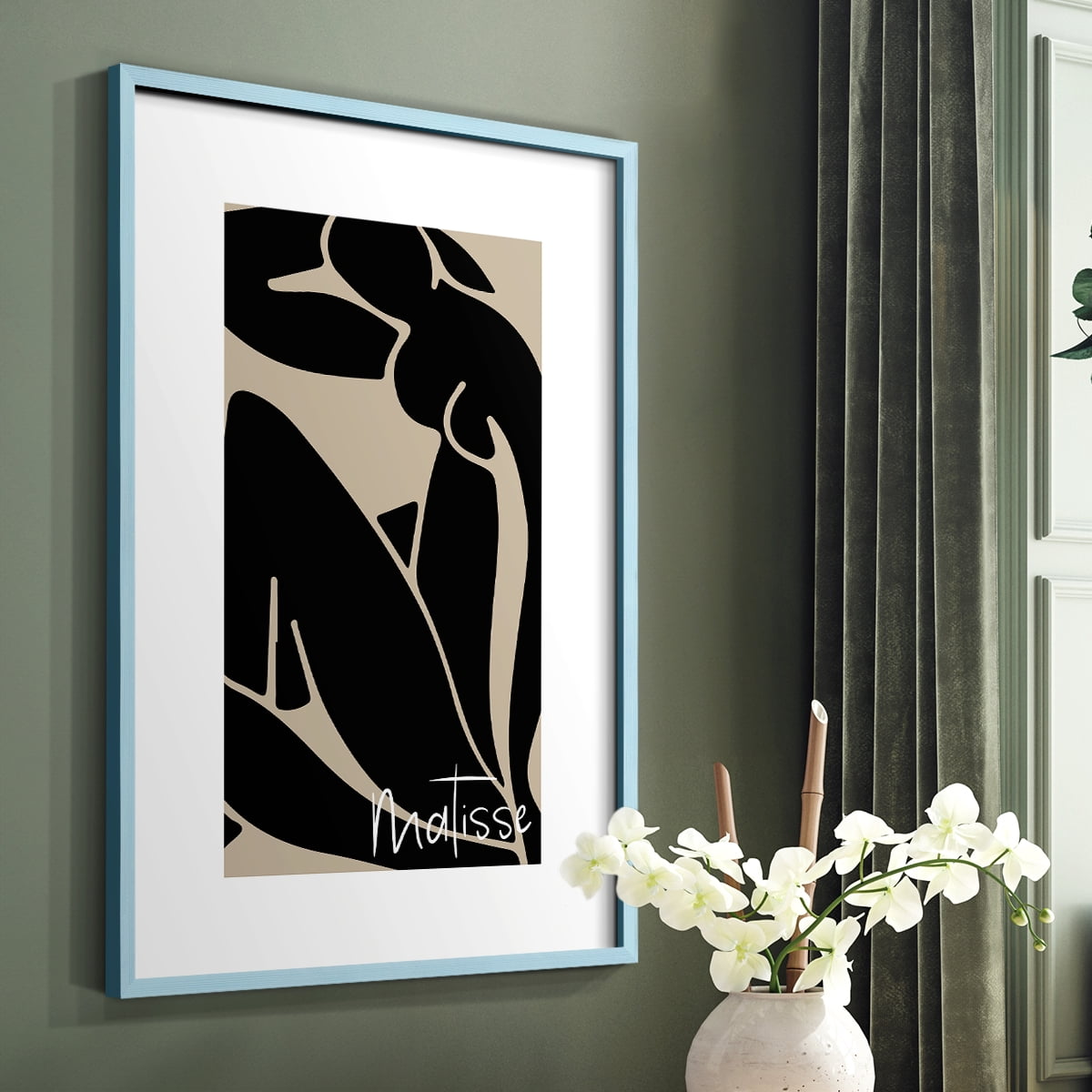 Matisse CCCIII in Blue Solid Wood 8 x 10 Framed Print
