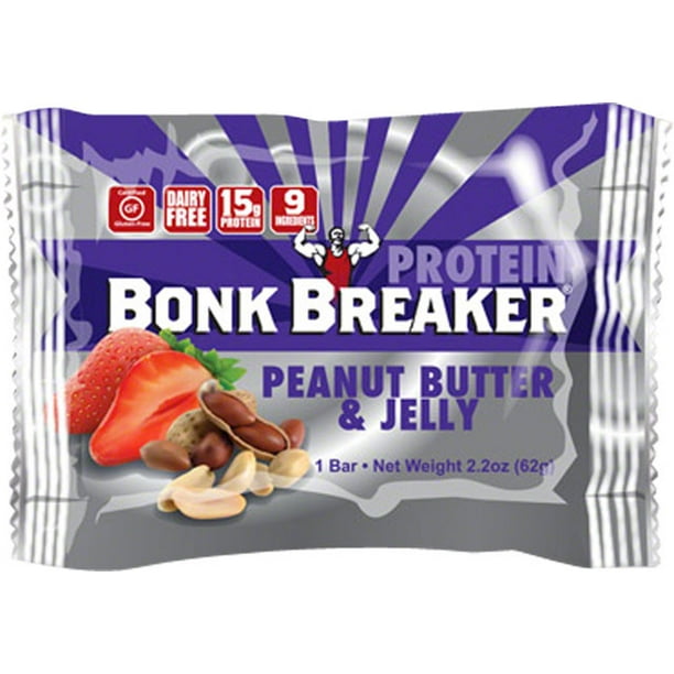 Bonk Breaker High Protein Energy Bar Peanut Butter and Jelly Box of 12