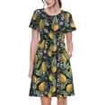 thumbnail image 1 of Vsdgher Agrumes Citrons Élégants pour Femmes Été 2025 Décontracté Robes Midi Maxi Légères Manches Courtes Col Rond Robe de Plage, 1 of 6