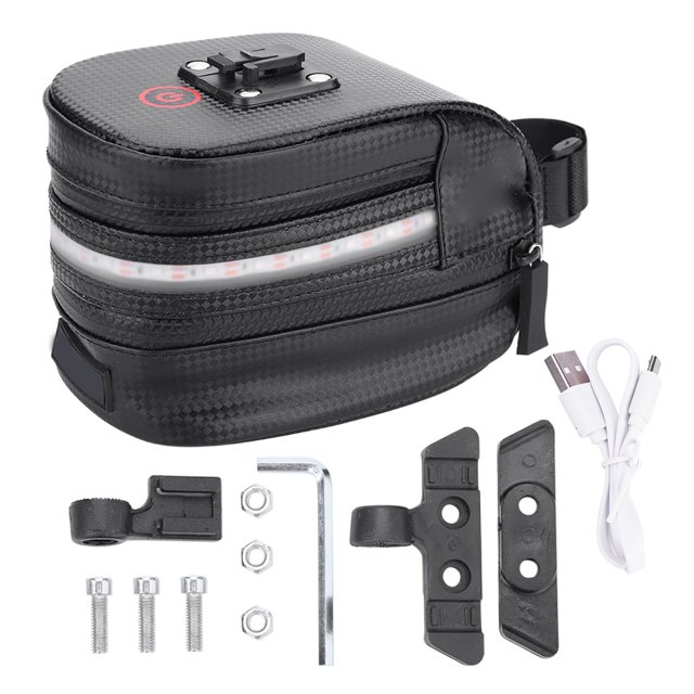 Bolsa impermeable para almacenamiento de luces traseras de bicicleta, bolsa para sillín LED debajo del asiento