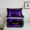 thumbnail image 5 of Erosebridal Purple Gamepad Bedding Sets Twin with Comforter, Game Player Duvet Insert, Modern Gaming Reversible Comforters & Duvets, Breathable Bedroom Decoration, 2pcs, 5 of 8