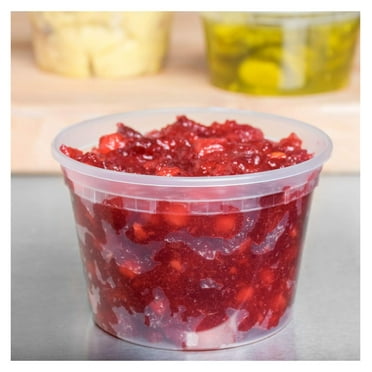 Microwavable Hot and Cold Translucent Plastic Deli Food Storage Container with Lid, 100-Pack 16 Oz